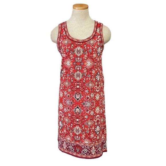 Max Studio Dress Women's XS X Small Red Paisley Sleeveless Sheath Midi NWT - Picture 1 of 16